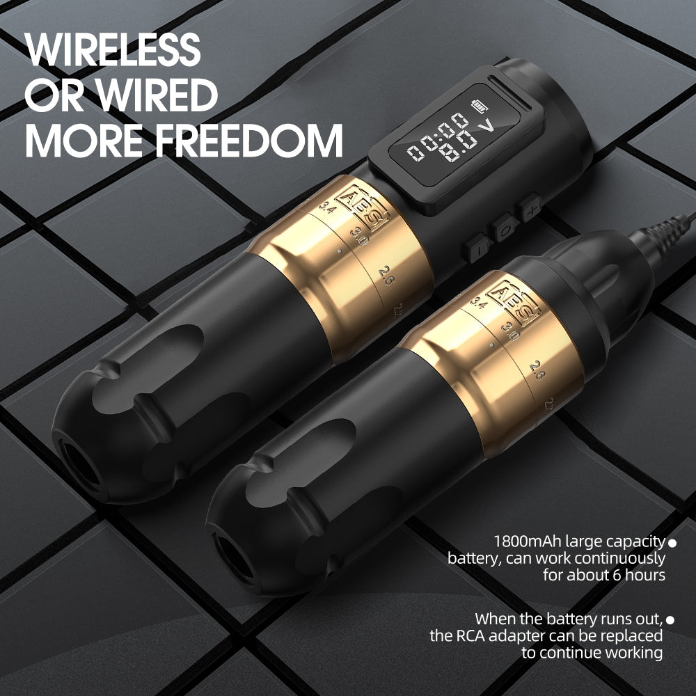 ABS Professional Wireless Tattoo Machine Pen Adjustable Stroke 2.2-4.2mm Cartridge 1800mAh Coreless Motor Tattoo Artists