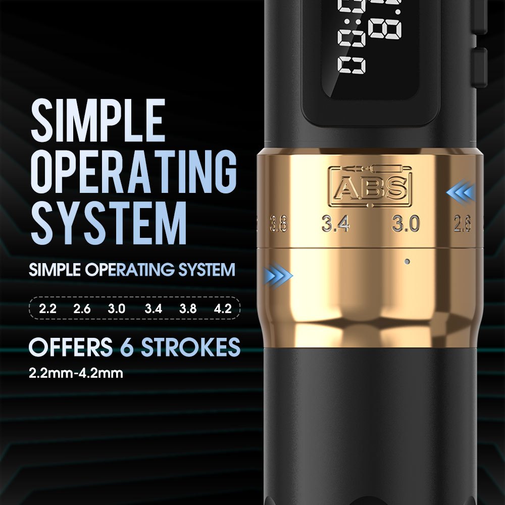 ABS Professional Wireless Tattoo Machine Pen Adjustable Stroke 2.2-4.2mm Cartridge 1800mAh Coreless Motor Tattoo Artists