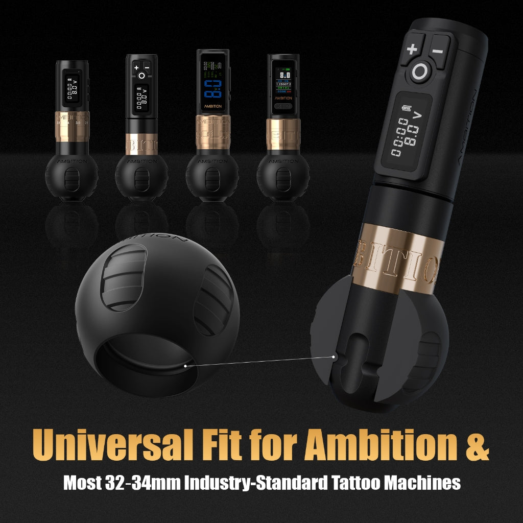 {Farewell to Hand Acid} AMBITION Silicone Tattoo Grip | 42mm Ergonomic Design Medical Grade 200℃Sterilization | Anti-slip Ergonomic Design | Suitable for 32-34mm Models | Compatible with Mainstream Tattoo Machine