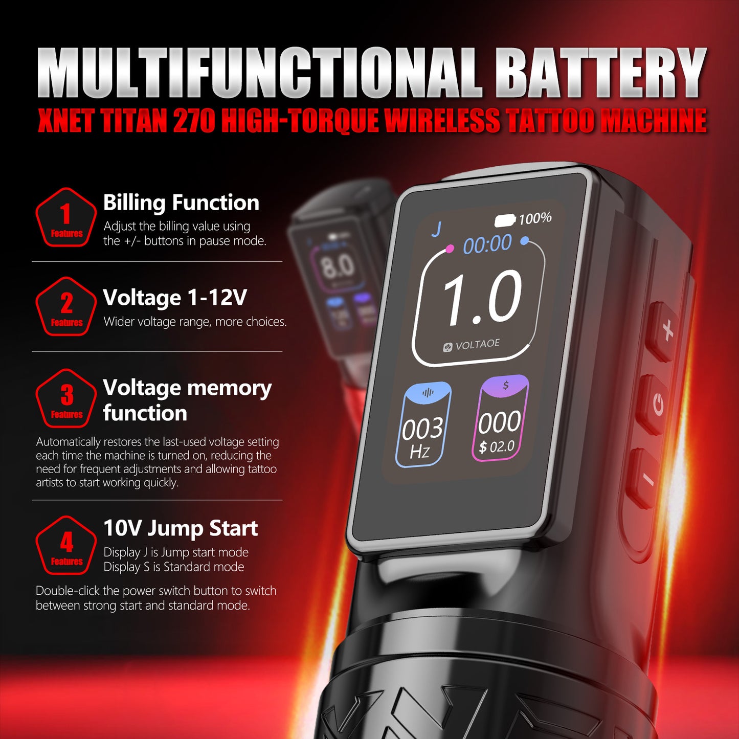 XNET Titan270 Wireless Tattoo Machine Pen High-Torque Brushless Motor With 4.0/5.0mm Stroke 2400 mAh Battery For Tattoo Artist