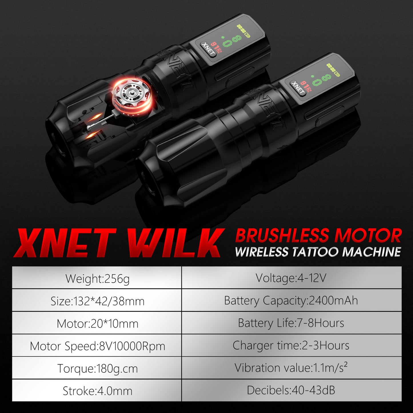 XNET Wilk 2025 Wireless Tattoo Machine Pen Kit Straight Drive Bar Brushless Motor 20 Cartridges For Tattoo Beginners For Tattoo