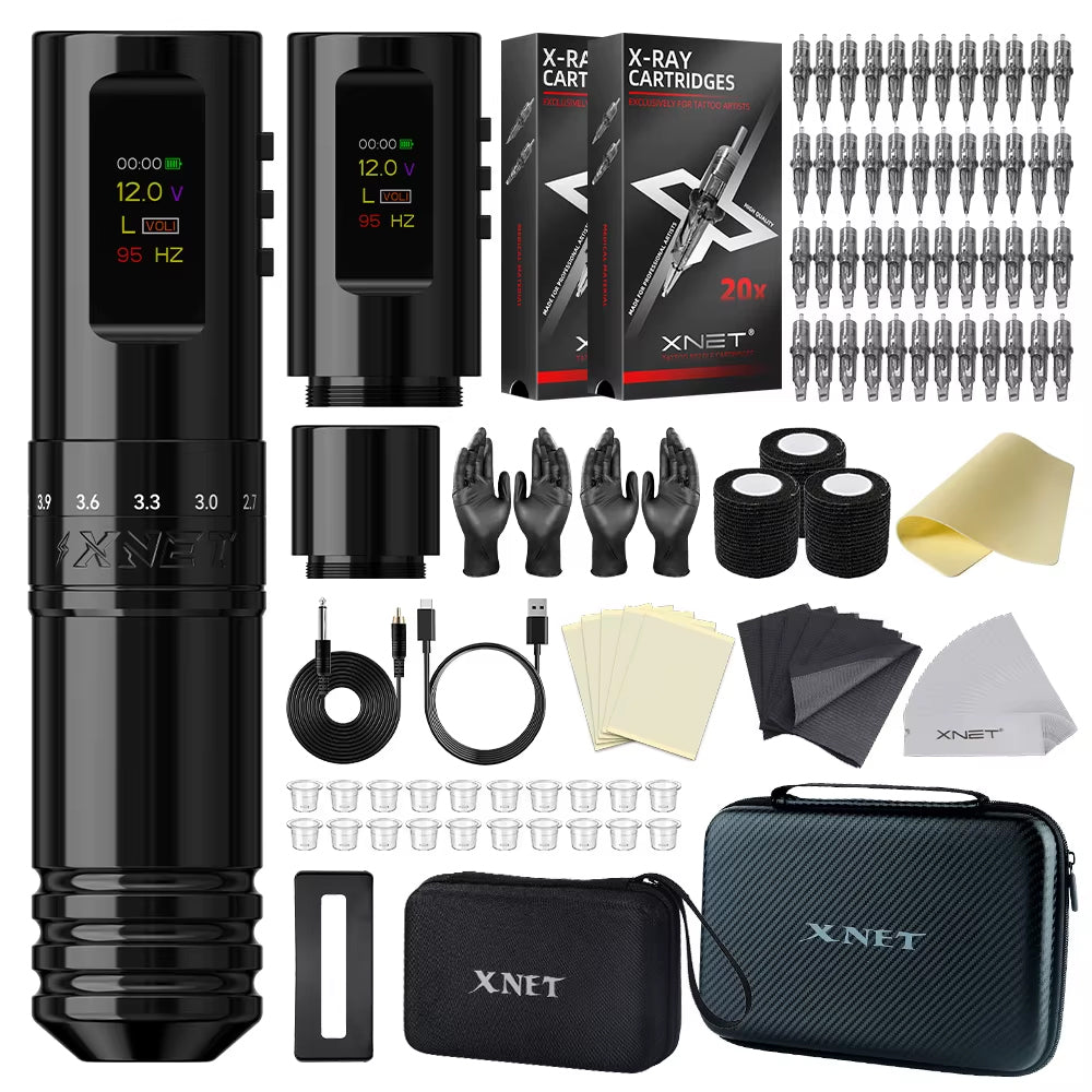 XNET Void Professional Wireless Tattoo Machine Pen 7 Adjustable Stroke 2.4-4.2mm With Extra Grip Body Makeup For Tattoo Artists
