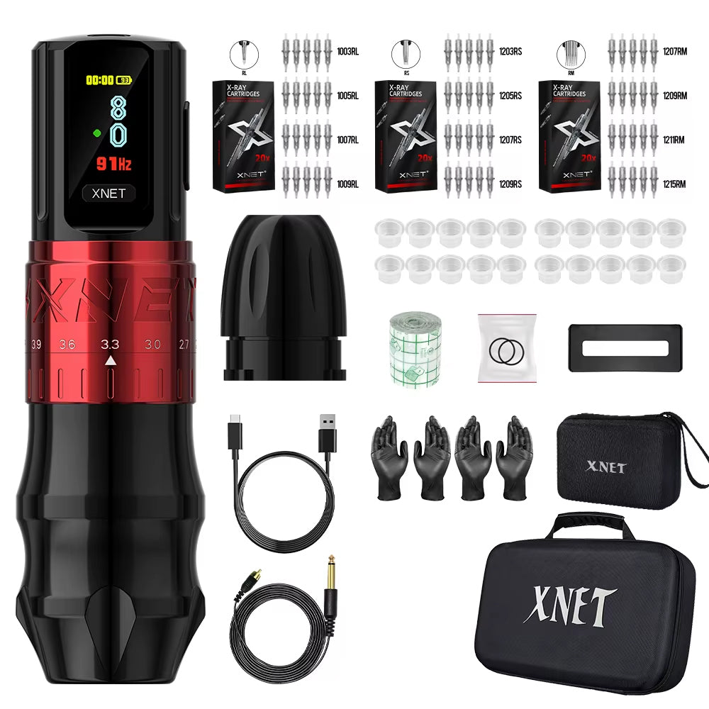 XNET Bestia Professional Wireless Tattoo Machine Pen Adjustable Stroke 2.4-4.2mm OLED Display 2400mAh Battery For Tattoo Artists