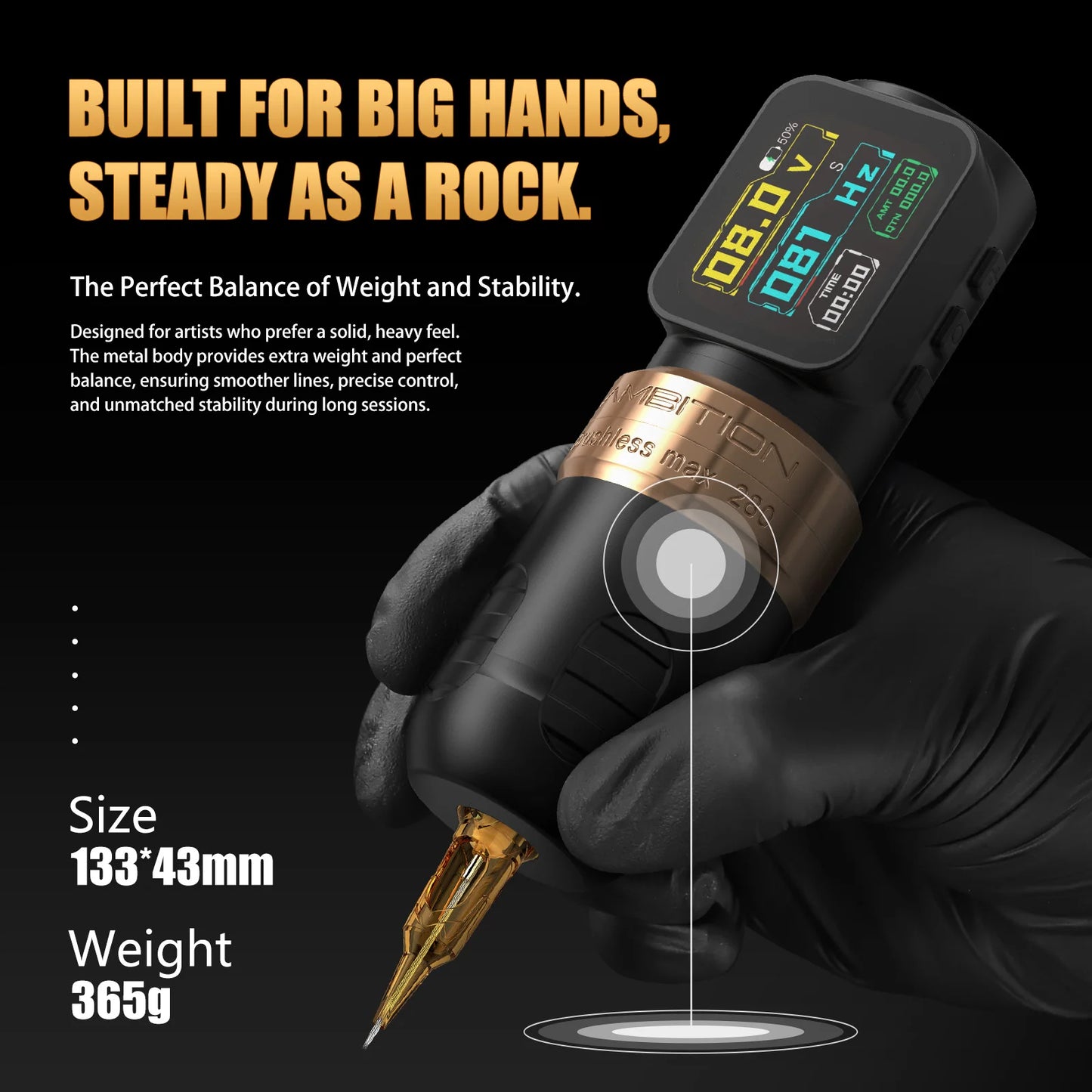 Ambition Ninja Max 280P Brushless Motor Tattoo Machine 4.5mm/3.5mm Stroke Straight Rod Direct Drive Wireless Tattoo Pen Supply