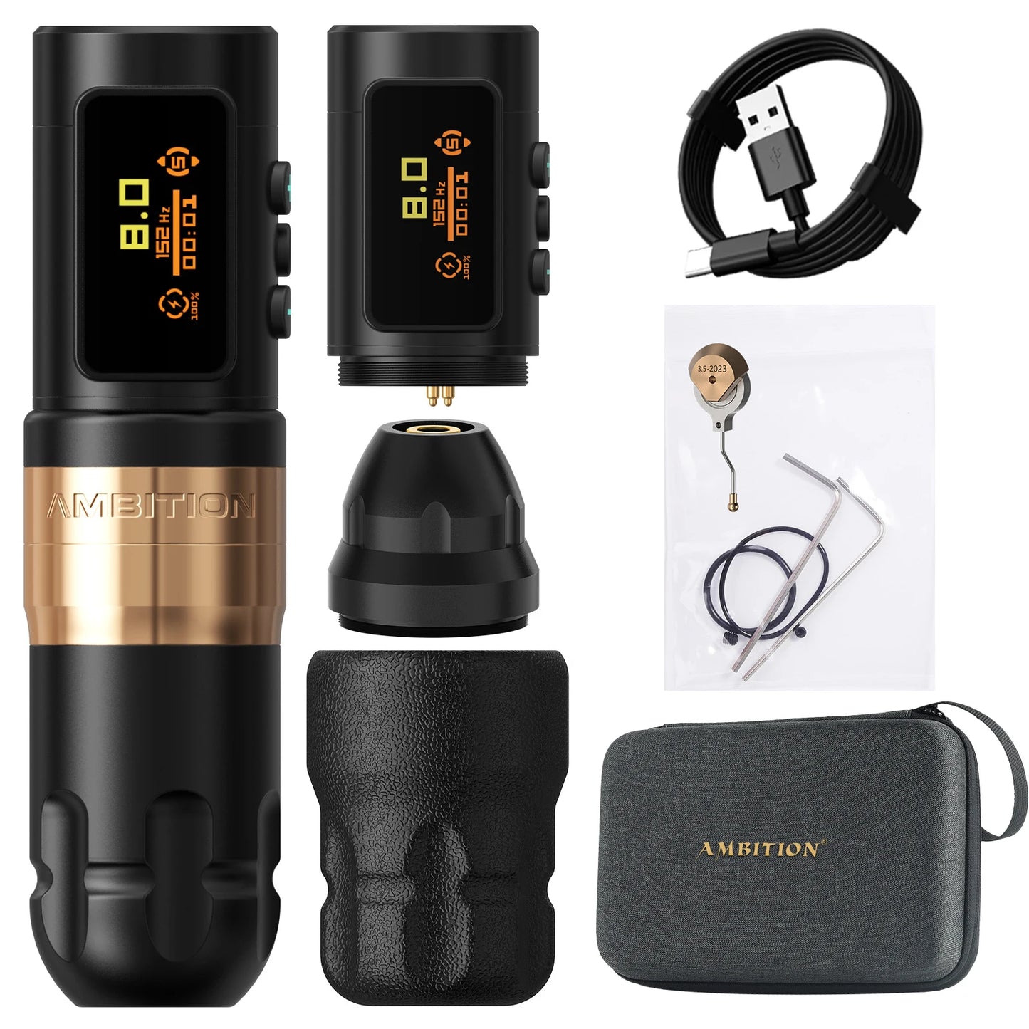 Ambition Shura-X Wireless Tattoo Machine 3.5mm+4.0mm Stroke 1-12V Voltage Battery 1800mAh Double Bearing Direct Drive Tattoo Pen