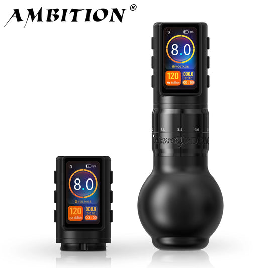Ambition Traveler-T2 2025 Adjustable Stroke Wireless Tattoo Machine 2.2-4.2mm Grip 54mm+42mm with 2000mAh Battery Capacity Pen