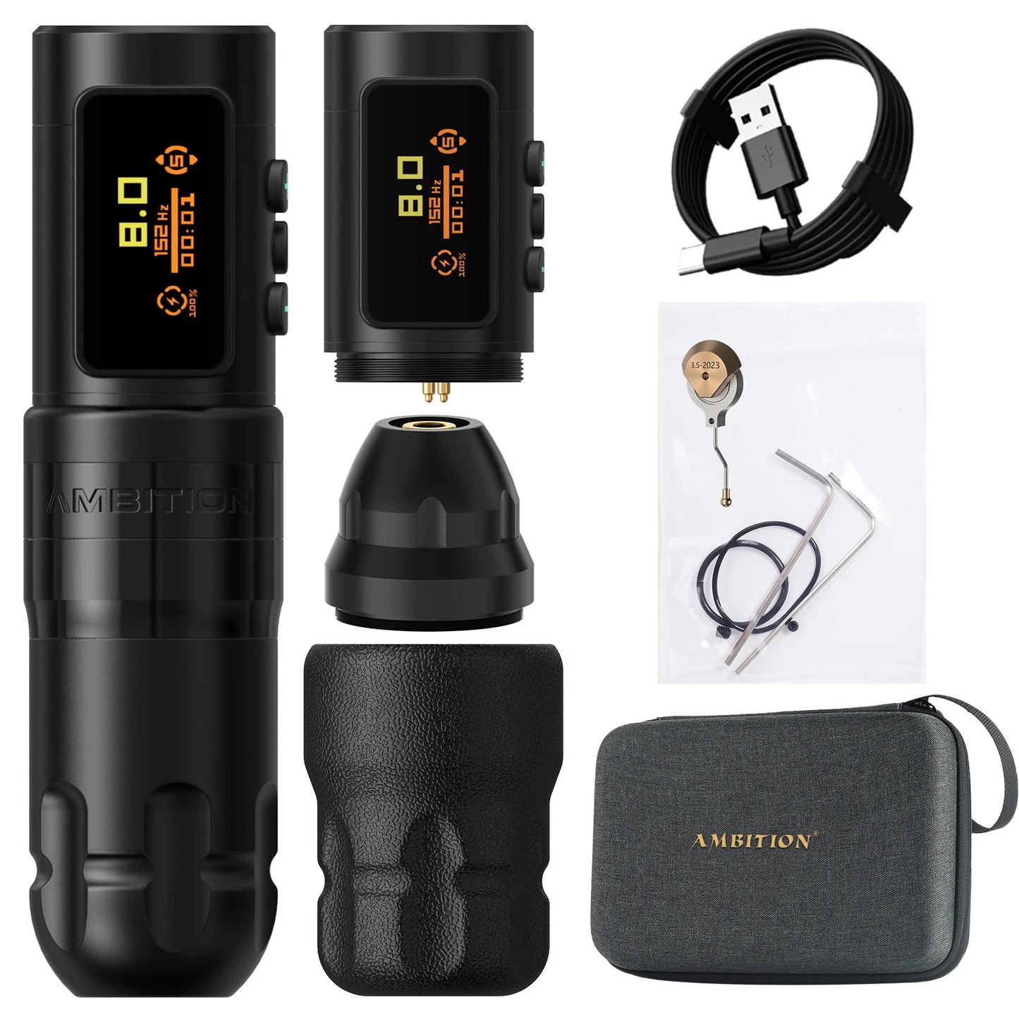 Ambition Shura-X Wireless Tattoo Machine 3.5mm+4.0mm Stroke 1-12V Voltage Battery 1800mAh Double Bearing Direct Drive Tattoo Pen