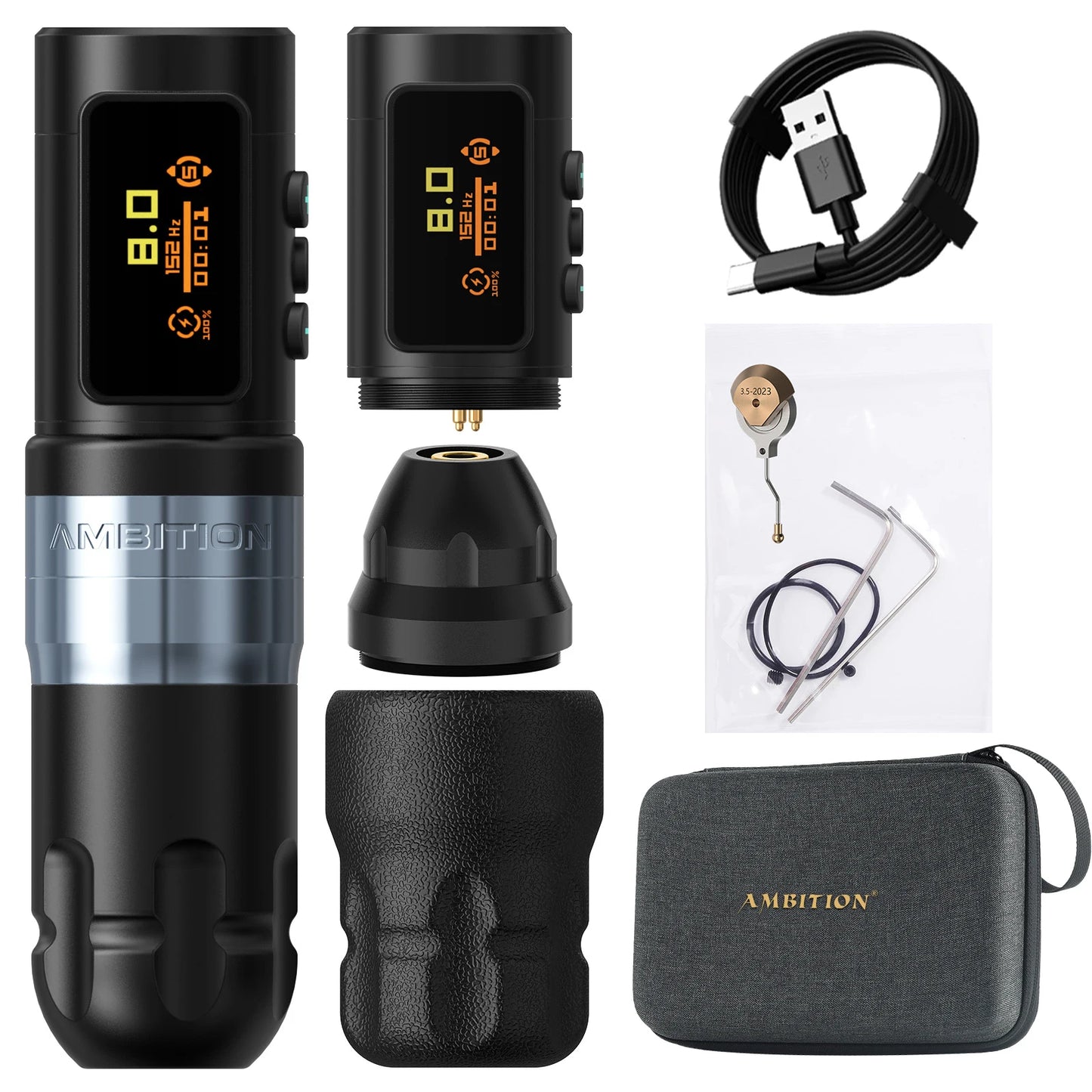 Ambition Shura-X Wireless Tattoo Machine 3.5mm+4.0mm Stroke 1-12V Voltage Battery 1800mAh Double Bearing Direct Drive Tattoo Pen