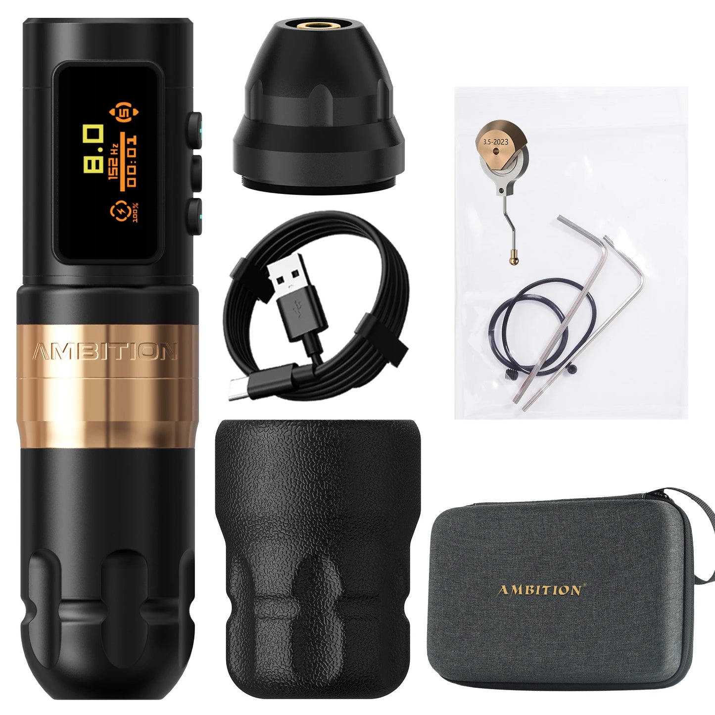 Ambition Shura-X Wireless Tattoo Machine 3.5mm+4.0mm Stroke 1-12V Voltage Battery 1800mAh Double Bearing Direct Drive Tattoo Pen