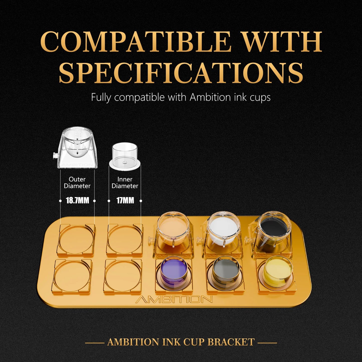 Ambition Metal Tattoo Ink Cup Holder Stand Gold 10 Holes Tattoo Tool Pigment Container Makeup Accessories for Body Art Supplies