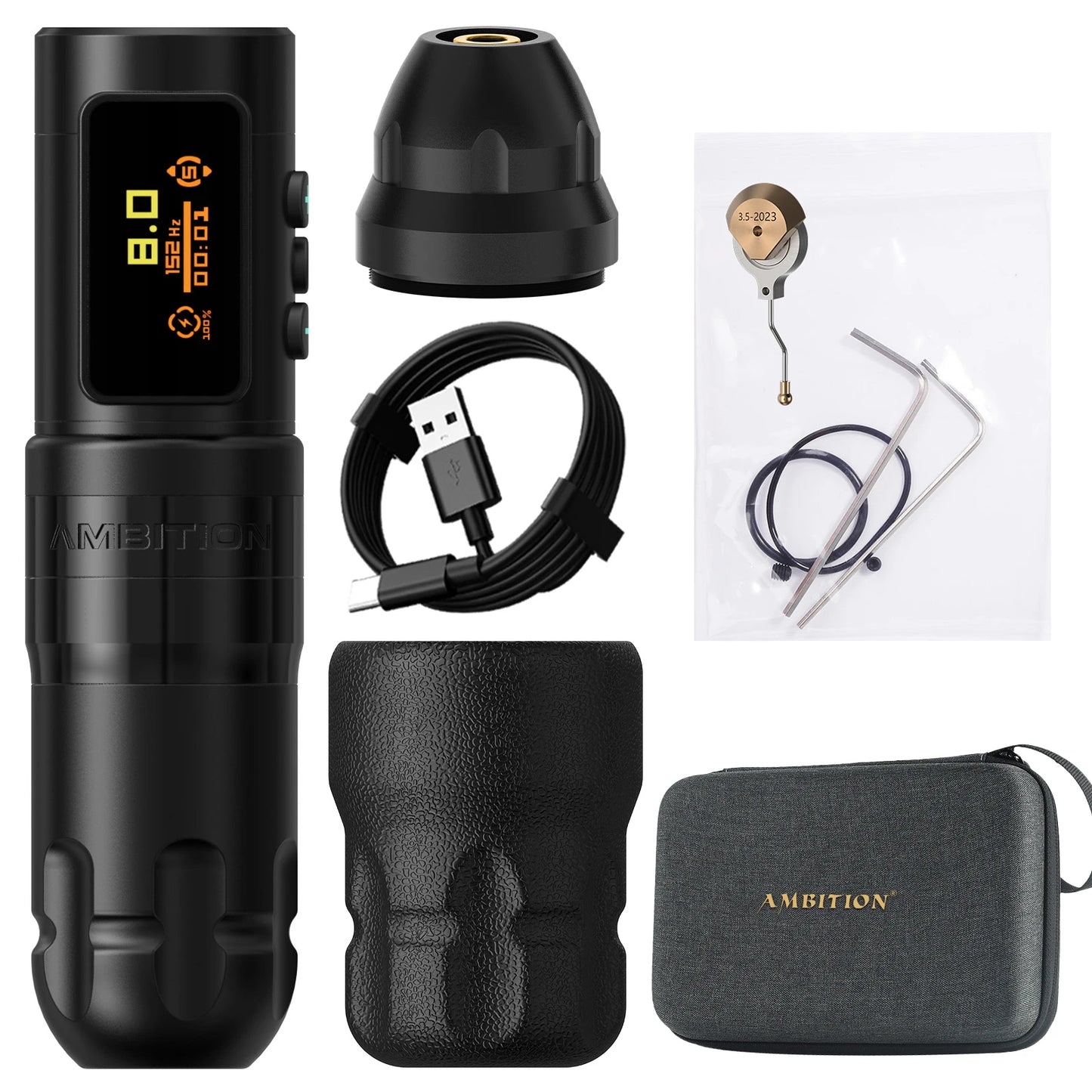 Ambition Shura-X Wireless Tattoo Machine 3.5mm+4.0mm Stroke 1-12V Voltage Battery 1800mAh Double Bearing Direct Drive Tattoo Pen