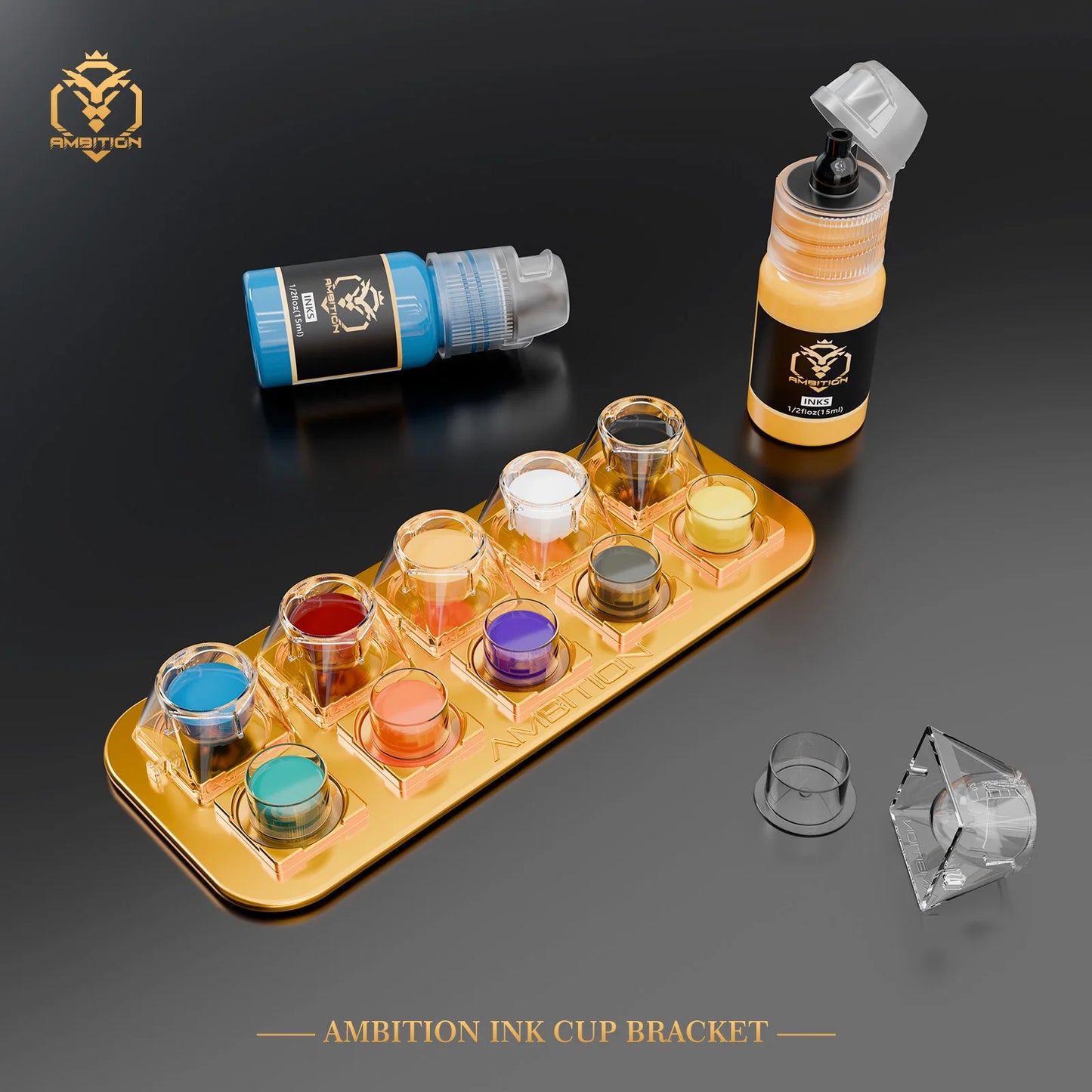 Ambition Metal Tattoo Ink Cup Holder Stand Gold 10 Holes Tattoo Tool Pigment Container Makeup Accessories for Body Art Supplies