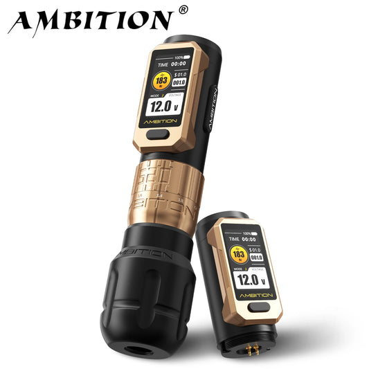 Ambition Soldier Pro 520 Wireless Tattoo Machine Adjustable Stroke 2.2-4.2mm Tattoo Pen Torque 520g.cm Coreless Motor 2400mAh