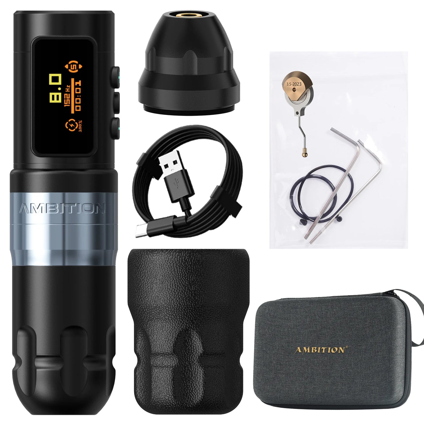Ambition Shura-X Wireless Tattoo Machine 3.5mm+4.0mm Stroke 1-12V Voltage Battery 1800mAh Double Bearing Direct Drive Tattoo Pen