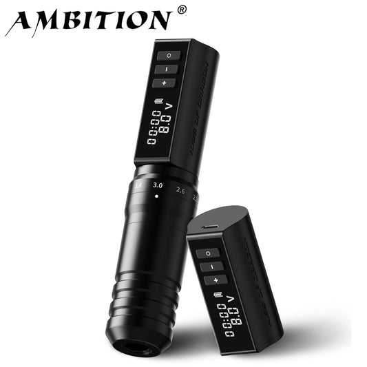 Ambition Hunter Max Professional Wireless Tattoo Machine Adjustable Stroke 2.2-4.2mm 2400mAh Battery Tattoo Pen For Body Artists