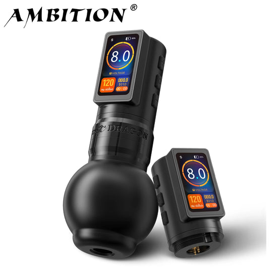 Ambition Traveler-T1 2025 Stroke 4.0mm Straight rod Brushless Motor Wireless Tattoo Machine Pen Capacity 2000mAh Grip 54mm