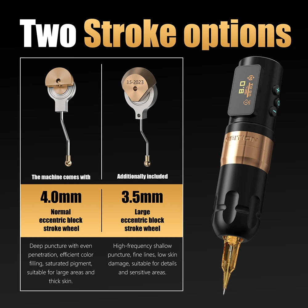 Ambition Shura-X Wireless Tattoo Machine 3.5mm+4.0mm Stroke 1-12V Voltage Battery 1800mAh Double Bearing Direct Drive Tattoo Pen