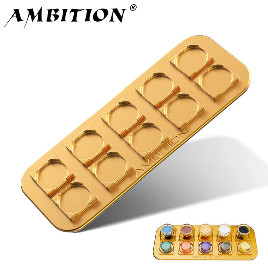Ambition Metal Tattoo Ink Cup Holder Stand Gold 10 Holes Tattoo Tool Pigment Container Makeup Accessories for Body Art Supplies