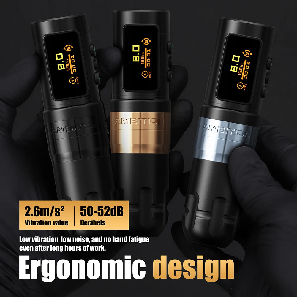 Ambition Shura-X Wireless Tattoo Machine 3.5mm+4.0mm Stroke 1-12V Voltage Battery 1800mAh Double Bearing Direct Drive Tattoo Pen
