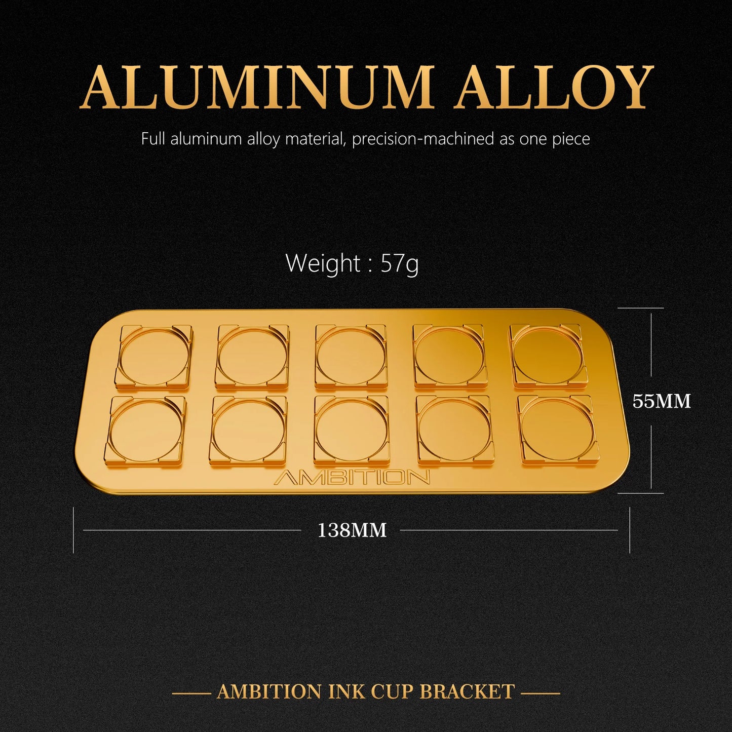 Ambition Metal Tattoo Ink Cup Holder Stand Gold 10 Holes Tattoo Tool Pigment Container Makeup Accessories for Body Art Supplies