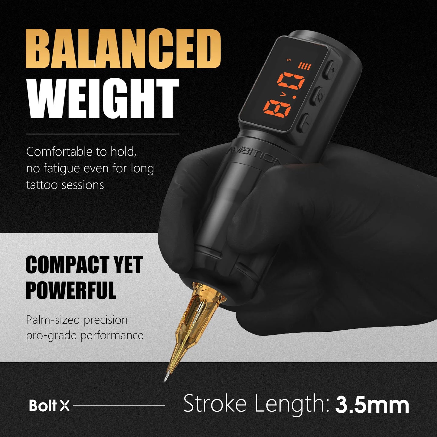 Ambition Bolt-X Tattoo Machine Pen 1600mAh Wireless Power Supply Permanent Makeup Coreless Motor Direct Drive Tattoo Gun For Art