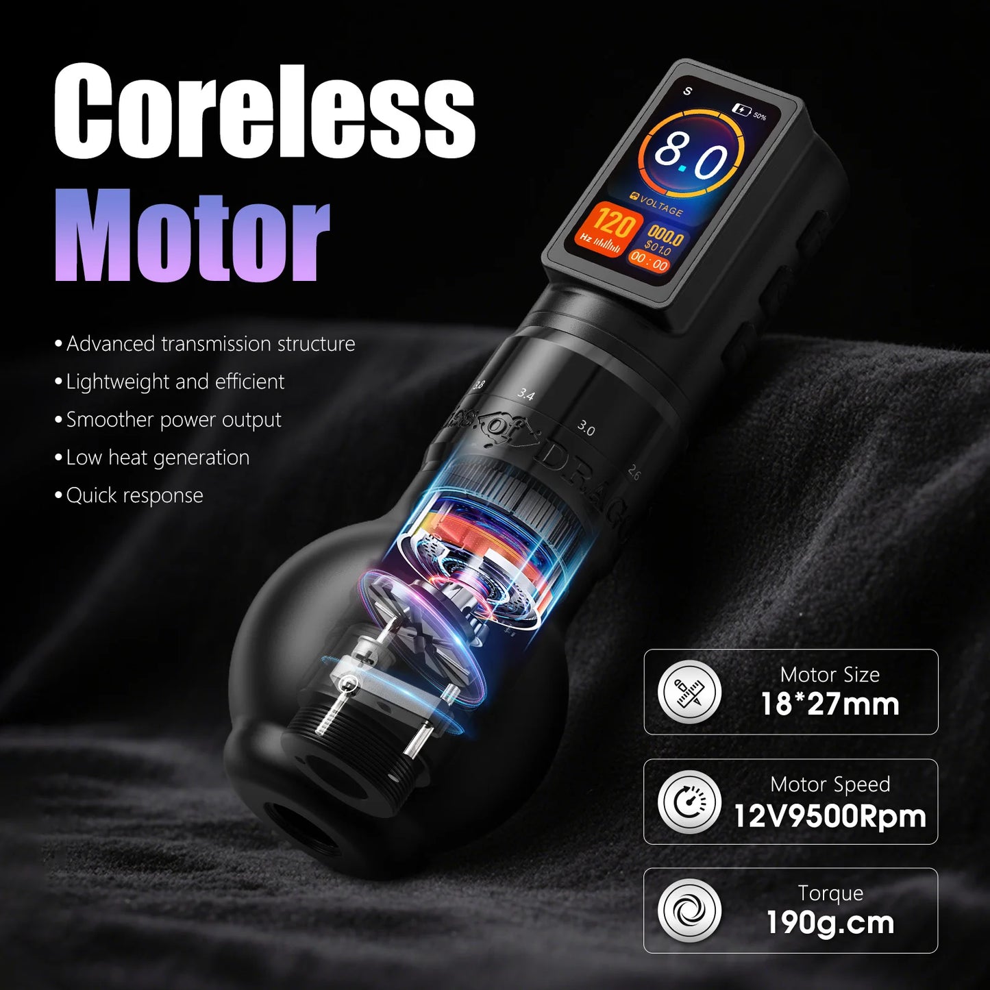 Ambition Traveler-T2 2025 Adjustable Stroke Wireless Tattoo Machine 2.2-4.2mm Grip 54mm+42mm with 2000mAh Battery Capacity Pen
