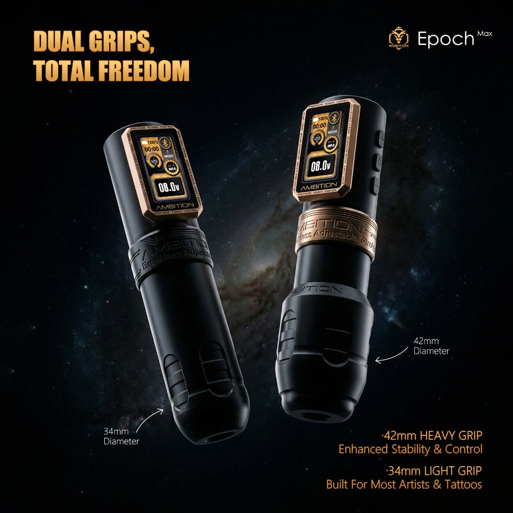 Ambition Epoch Max Brushless Tattoo Machine 270g.cm High Torque Direct Adjustment Eccentric Wheel No Disassembly Required 1-5mm Stroke Each Gear 0.5mm Adjustment Tangent/Fogging One Machine
