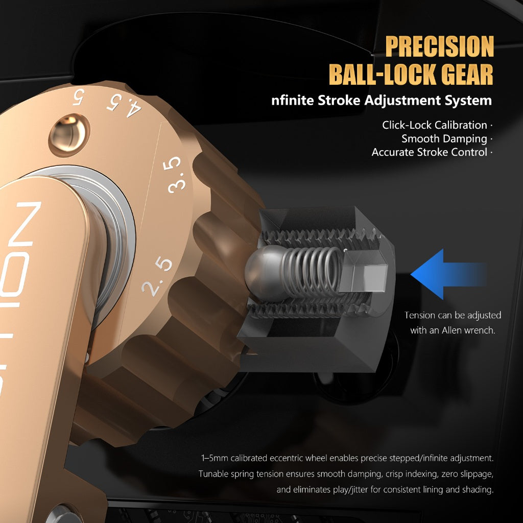 Ambition Epoch Max Brushless Tattoo Machine 270g.cm High Torque Direct Adjustment Eccentric Wheel No Disassembly Required 1-5mm Stroke Each Gear 0.5mm Adjustment Tangent/Fogging One Machine