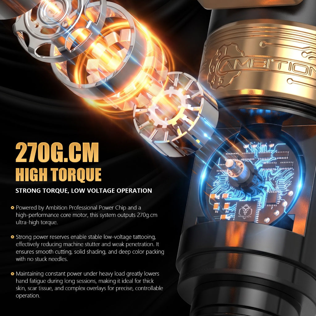 Ambition Epoch Max Brushless Tattoo Machine 270g.cm High Torque Direct Adjustment Eccentric Wheel No Disassembly Required 1-5mm Stroke Each Gear 0.5mm Adjustment Tangent/Fogging One Machine