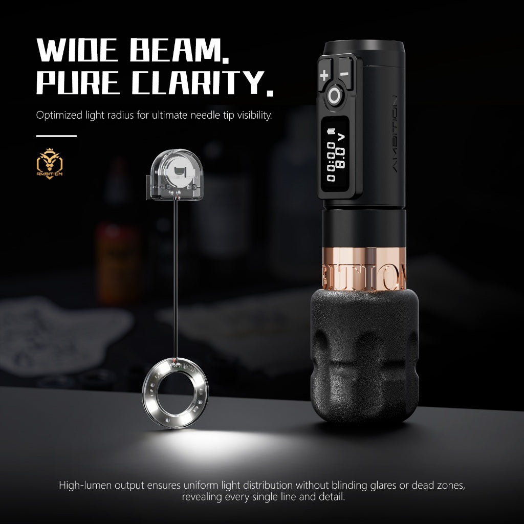 Farewell to the Vision Blind Area!Ambition Tattoo External Hanging Light Highlight Focusing Precise Needle Falling 5g Zero Inductance Cloth Discharge Prevent Secondary Pollution Tattoo Machine Universal Lighting