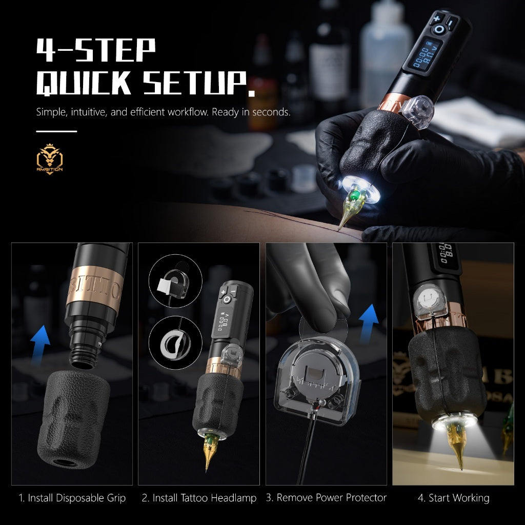 Farewell to the Vision Blind Area!Ambition Tattoo External Hanging Light Highlight Focusing Precise Needle Falling 5g Zero Inductance Cloth Discharge Prevent Secondary Pollution Tattoo Machine Universal Lighting